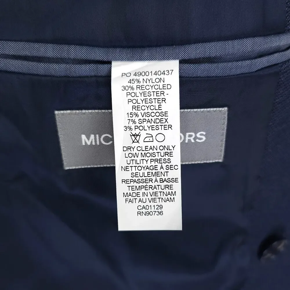 Michael Kors Mens Classic Fit Sport Coat Blazer 44R Navy Blue Solid Stretch Knit